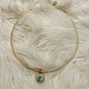 Vintage Nolan Miller, Blue Crystal Choker Necklace, 15" + 2" Extender